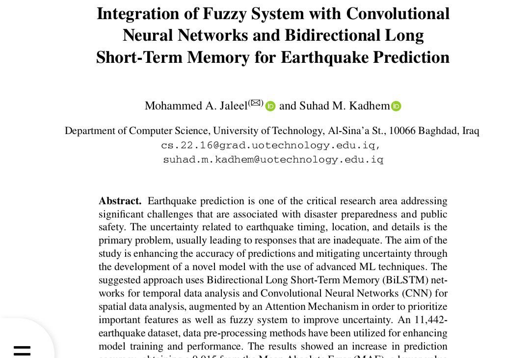 Integration of Fuzzy System with Convolutional Neural Networks and Bidirectional Long Short-Term Memory for Earthquake Prediction